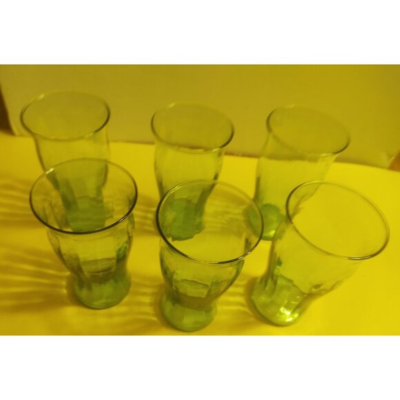 Vintage Vaseline Uranium Green Glass Tumblers set of 6 Libbey - Picture 8 of 11